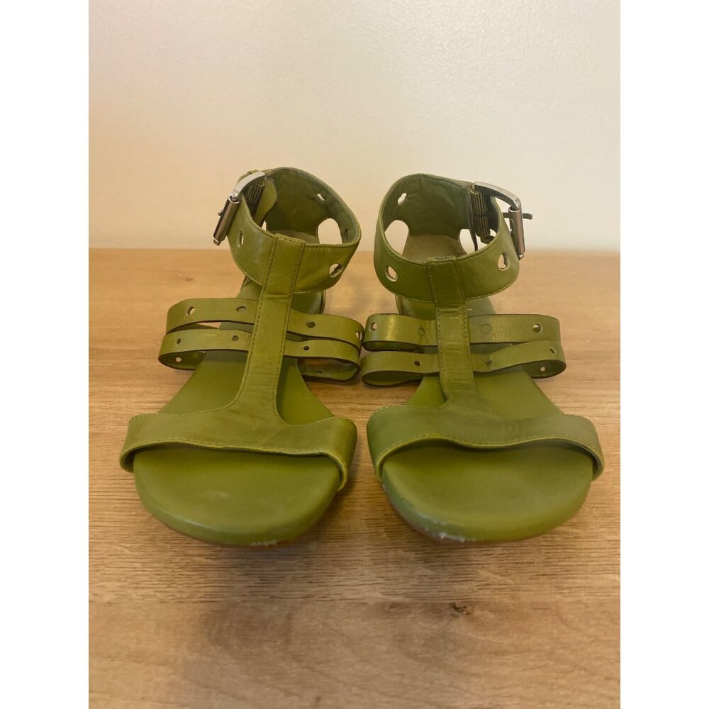 Cole Haan Women's Green Leather Gladiator Sandals With Adjustable Straps Size 8B